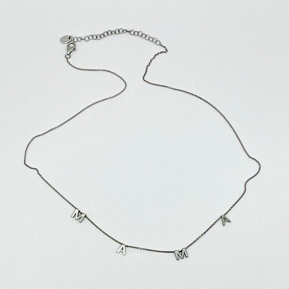 Sterling Silver MAMA Letter Charm Necklace Delicate Cable Chain Gift for Mom - Picture 2 of 6